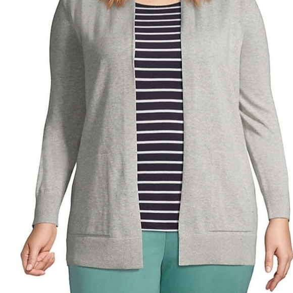 Lands' End womens size 3X cotton open long cardigan brick red - Picture 9 of 10